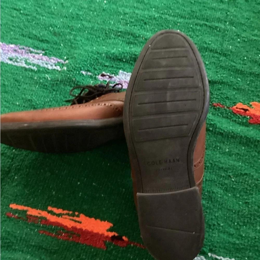 COLE HAAN Grand.Os WATSON Brown Pebble Leather Wingtip Oxford C27089 Size 10